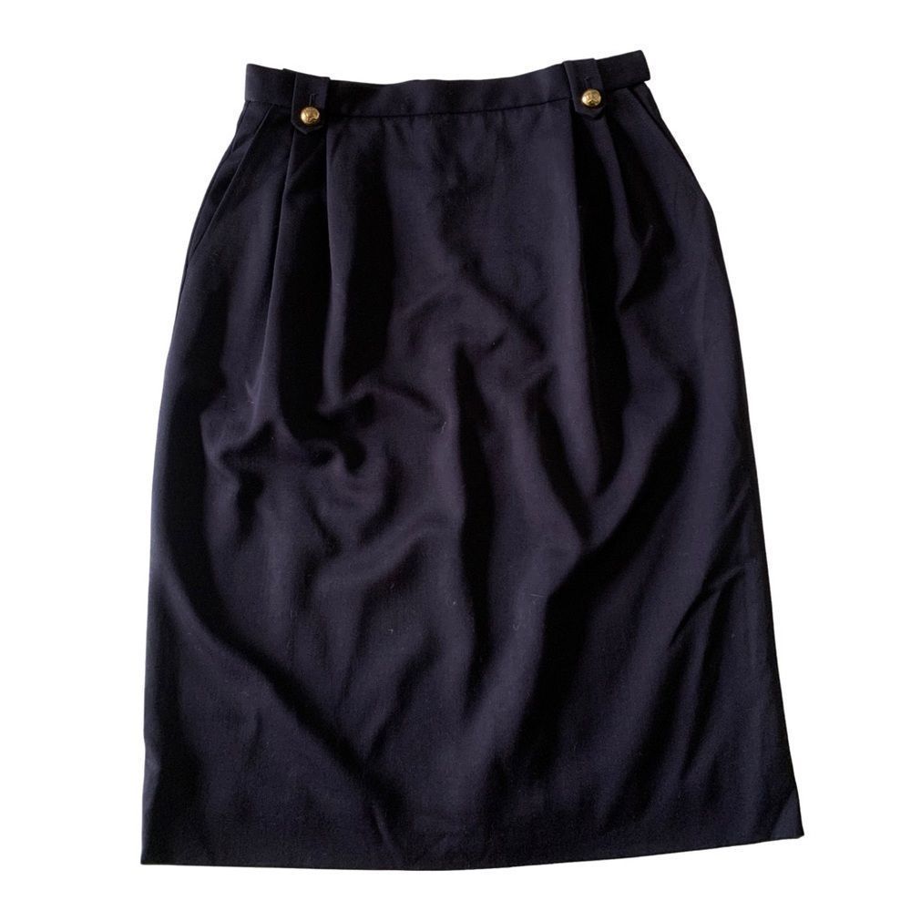 VINTAGE JAEGER Blue Pencil Wool Skirt